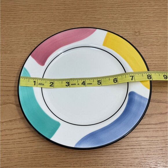 Pier 1 Salad Appetizer Plates Per113 La Primula 8 in. Colorful Waves Italy Set 6 - Picture 4 of 4